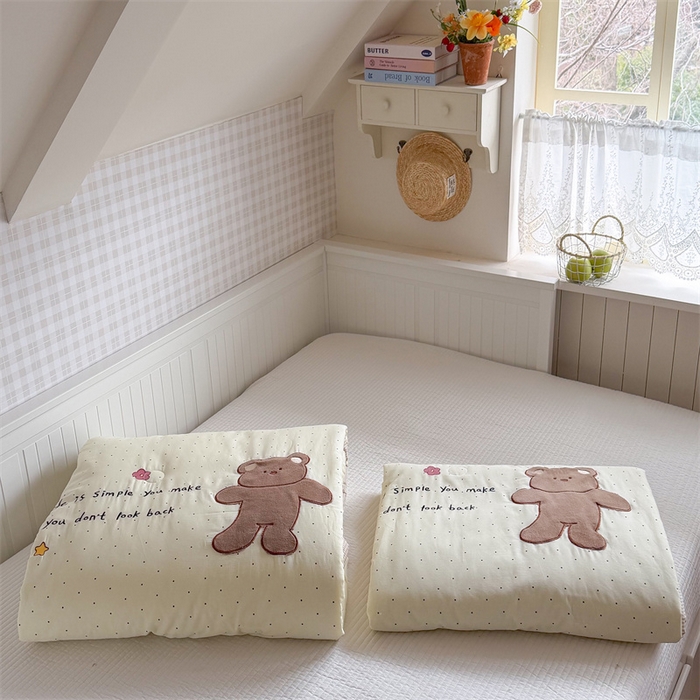 91家纺网 家纺一手货源 找家纺 暖生活 2026新款工艺款全棉水洗棉床盖单品床盖床盖单件 快乐小熊