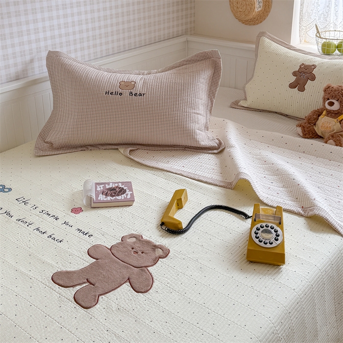 91家纺网 家纺一手货源 找家纺 暖生活 2026新款工艺款全棉水洗棉床盖单品床盖床盖单件 快乐小熊