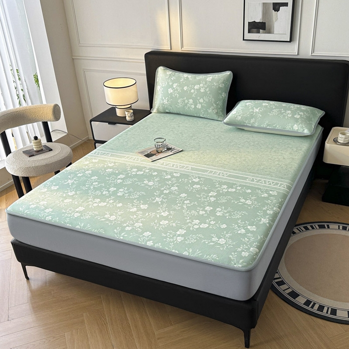 91家纺网 家纺一手货源 找家纺 可恩欣 2026新款冰丝提花软床笠单品床笠床笠单件 阑珊--绿