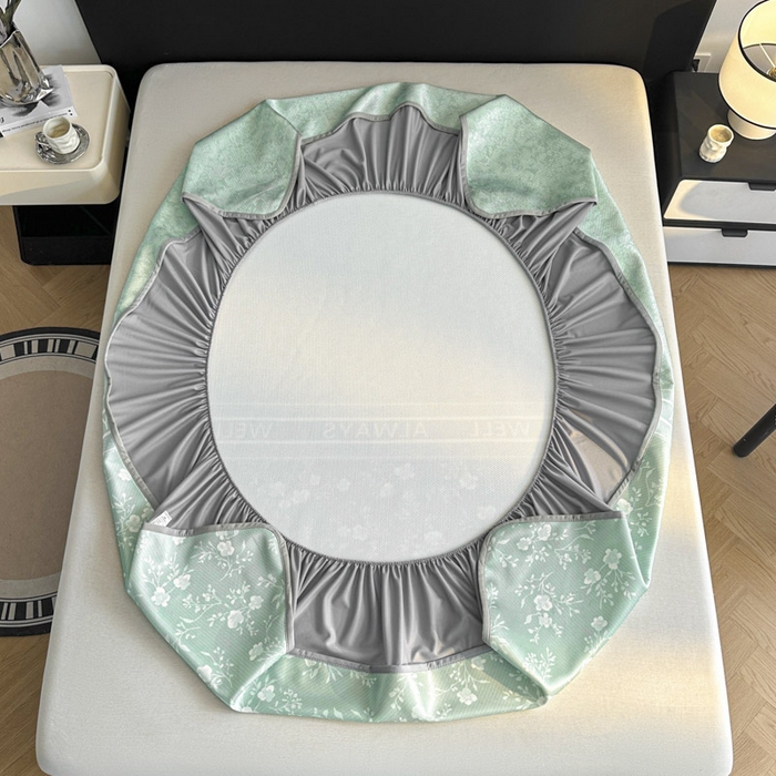 91家纺网 家纺一手货源 找家纺 可恩欣 2026新款冰丝提花软床笠单品床笠床笠单件 阑珊--绿