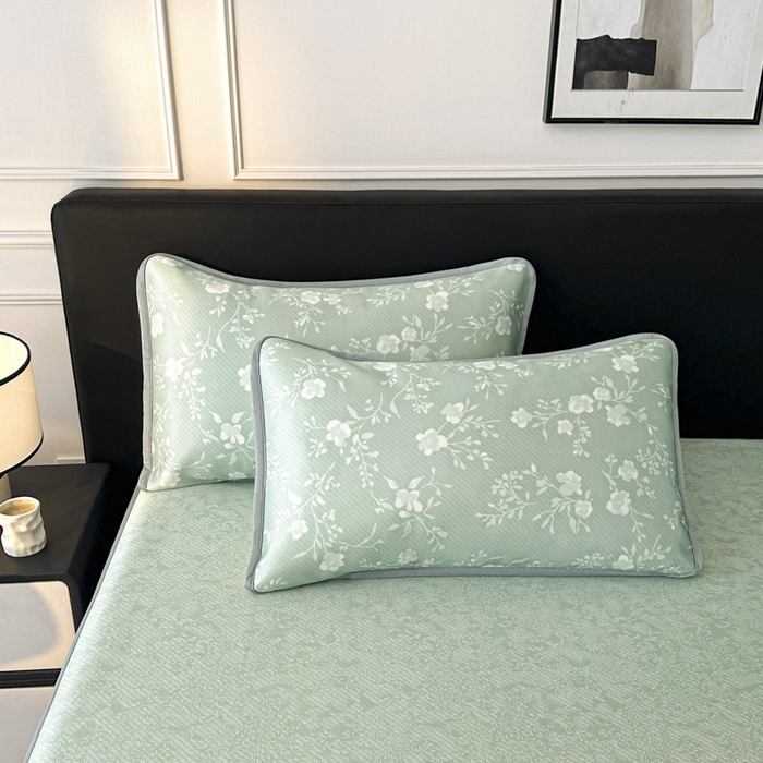 91家纺网 家纺一手货源 找家纺 可恩欣 2026新款冰丝提花软床笠单品床笠床笠单件 阑珊--绿