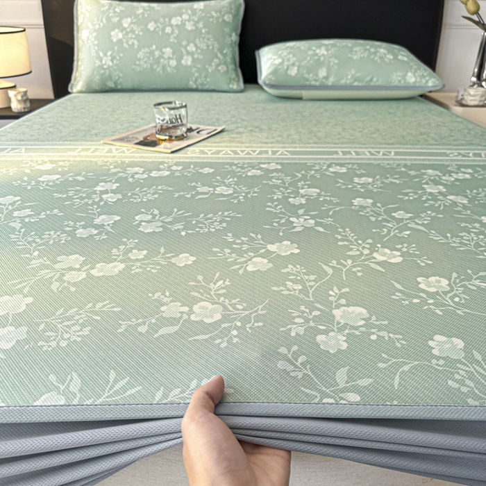 91家纺网 家纺一手货源 找家纺 可恩欣 2026新款冰丝提花软床笠单品床笠床笠单件 阑珊--绿