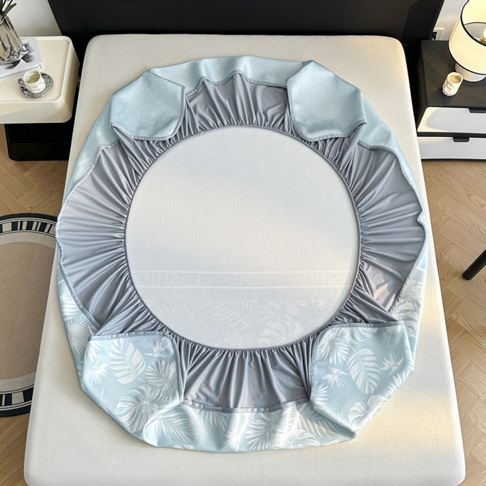 91家纺网 家纺一手货源 找家纺 可恩欣 2026新款冰丝提花软床笠单品床笠床笠单件 轻叶-蓝