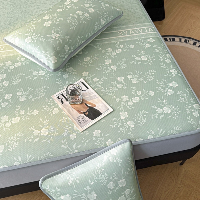 91家纺网 家纺一手货源 找家纺 可恩欣 2026新款冰丝提花软床笠单品床笠床笠单件 阑珊--绿