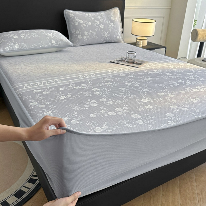 91家纺网 家纺一手货源 找家纺 可恩欣 2026新款冰丝提花软床笠单品床笠床笠单件 阑珊-灰