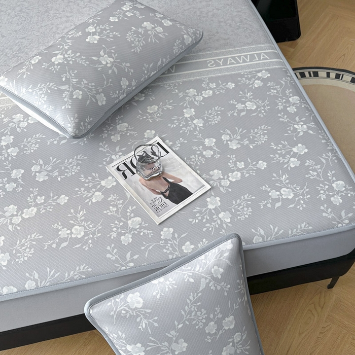 91家纺网 家纺一手货源 找家纺 可恩欣 2026新款冰丝提花软床笠单品床笠床笠单件 阑珊-灰