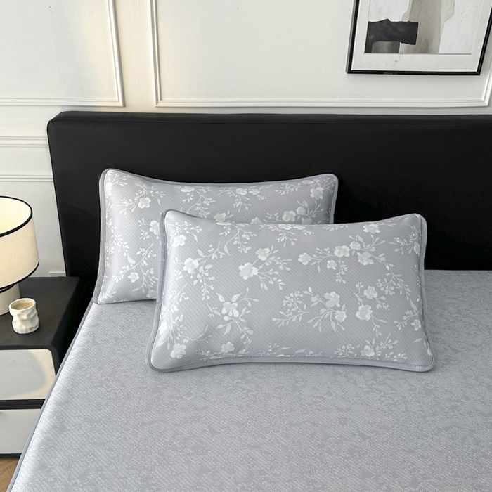 91家纺网 家纺一手货源 找家纺 可恩欣 2026新款冰丝提花软床笠单品床笠床笠单件 阑珊-灰