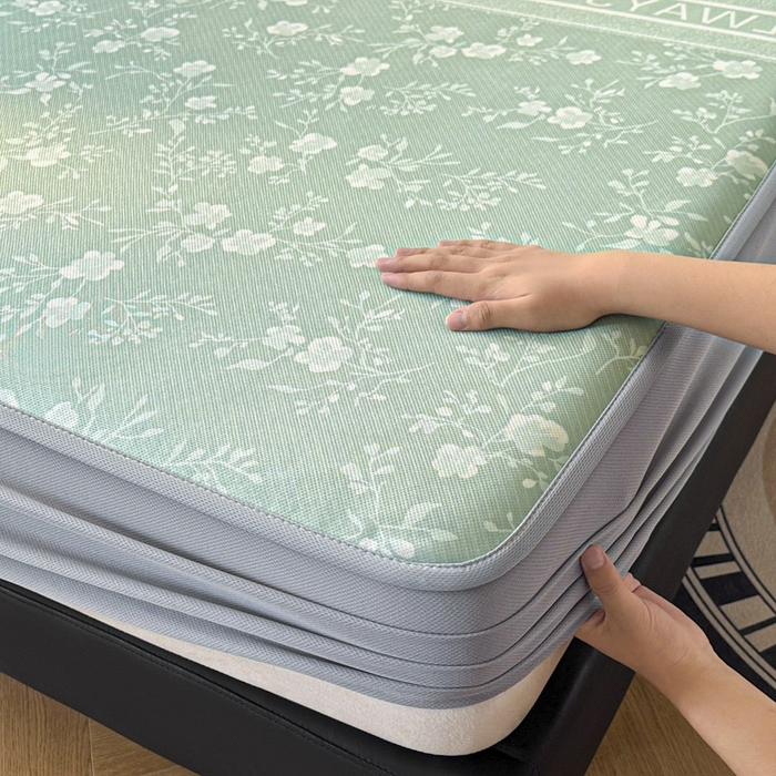 91家纺网 家纺一手货源 找家纺 可恩欣 2026新款冰丝提花软床笠单品床笠床笠单件 阑珊--绿