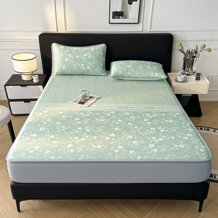 91家纺网 家纺一手货源 找家纺 可恩欣 2026新款冰丝提花软床笠单品床笠床笠单件 阑珊--绿