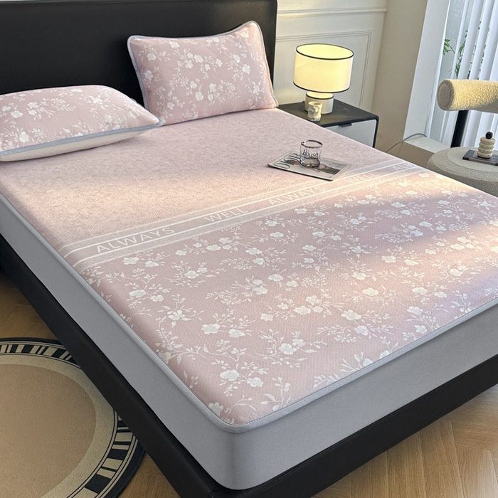 91家纺网 家纺一手货源 找家纺 可恩欣 2026新款冰丝提花软床笠单品床笠床笠单件 阑珊-粉