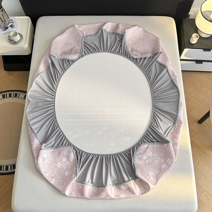 91家纺网 家纺一手货源 找家纺 可恩欣 2026新款冰丝提花软床笠单品床笠床笠单件 阑珊-粉