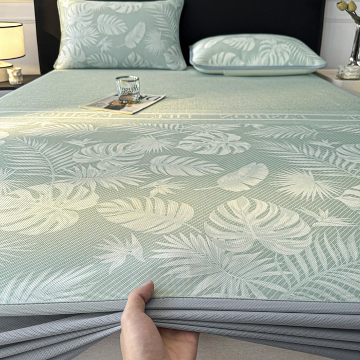91家纺网 家纺一手货源 找家纺 可恩欣 2026新款冰丝提花软床笠单品床笠床笠单件 轻叶-绿