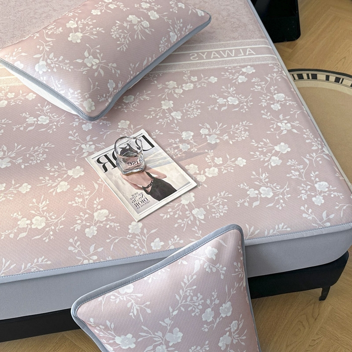 91家纺网 家纺一手货源 找家纺 可恩欣 2026新款冰丝提花软床笠单品床笠床笠单件 阑珊-粉