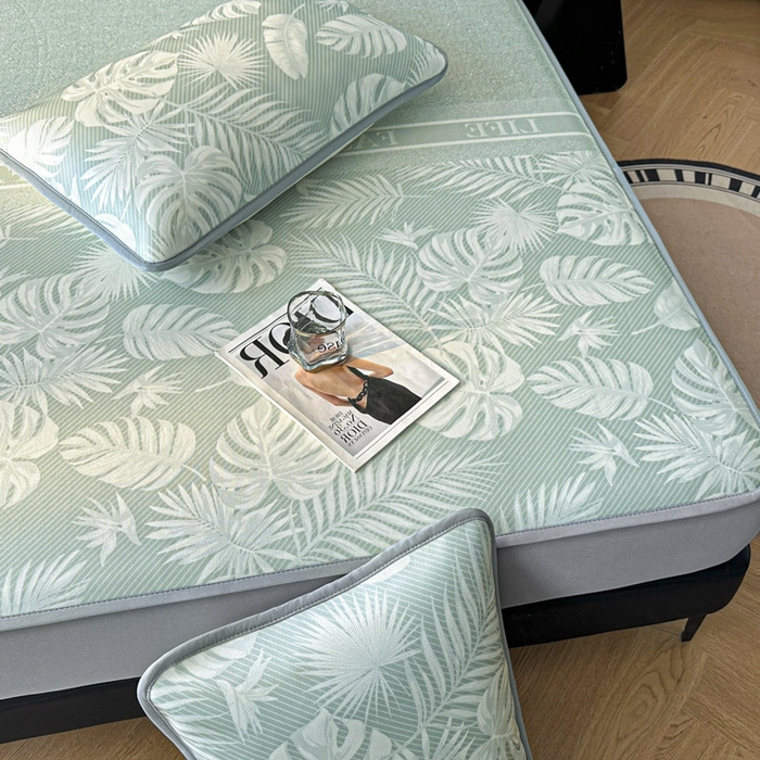 91家纺网 家纺一手货源 找家纺 可恩欣 2026新款冰丝提花软床笠单品床笠床笠单件 轻叶-绿