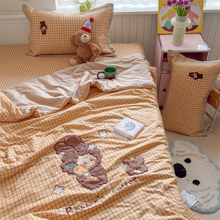 91家纺网 家纺一手货源 找家纺 暖生活 2026新款工艺款全棉水洗棉床盖单品床盖床盖单件 萌宝星星