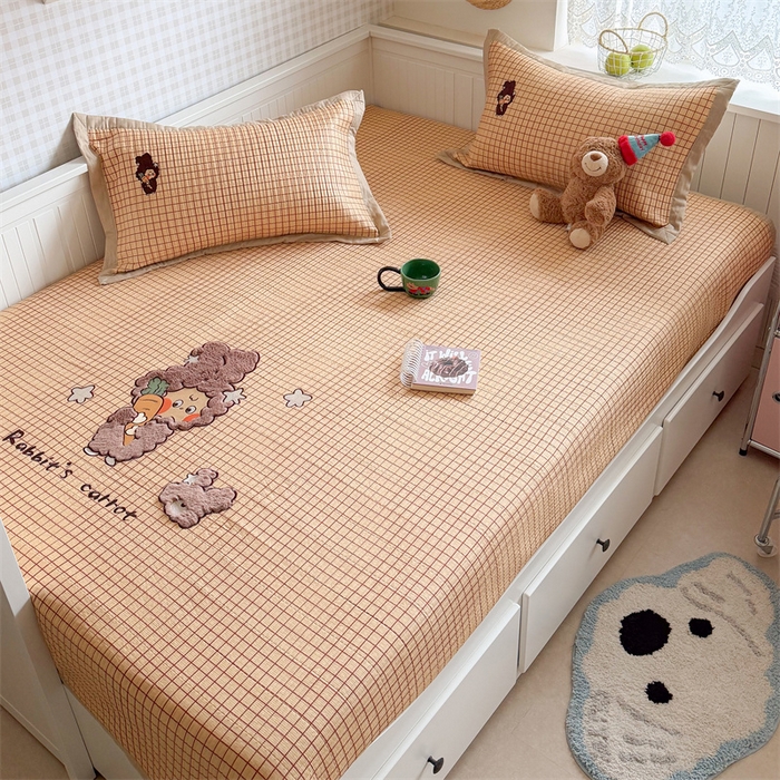 91家纺网 家纺一手货源 找家纺 暖生活 2026新款工艺款全棉水洗棉床盖单品床盖床盖单件 萌宝星星