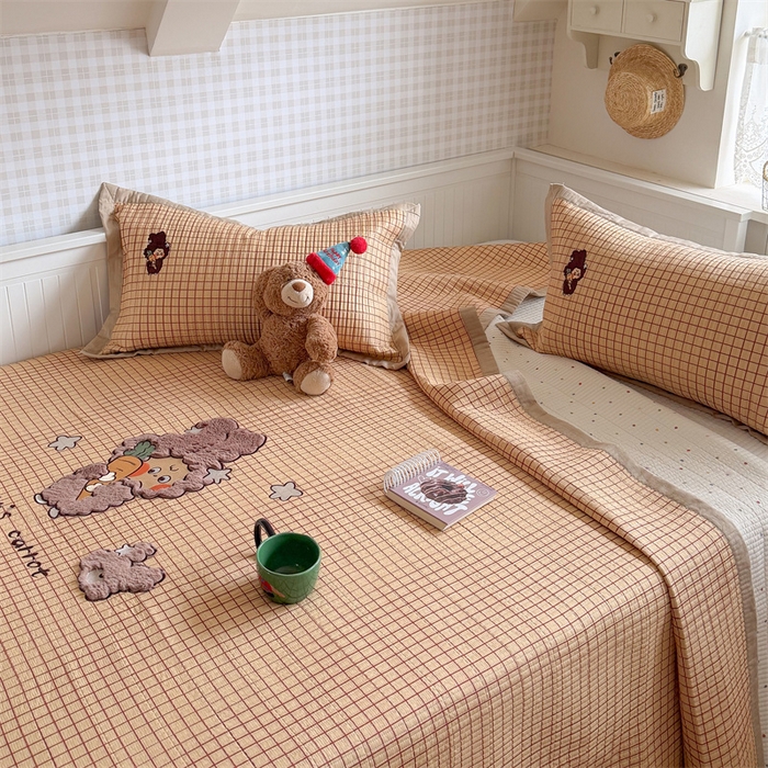 91家纺网 家纺一手货源 找家纺 暖生活 2026新款工艺款全棉水洗棉床盖单品床盖床盖单件 萌宝星星