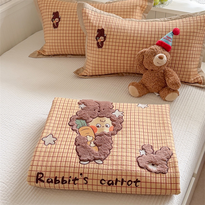 91家纺网 家纺一手货源 找家纺 暖生活 2026新款工艺款全棉水洗棉床盖单品床盖床盖单件 萌宝星星