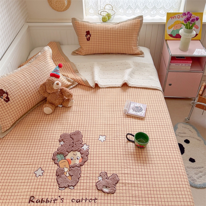 91家纺网 家纺一手货源 找家纺 暖生活 2026新款工艺款全棉水洗棉床盖单品床盖床盖单件 萌宝星星