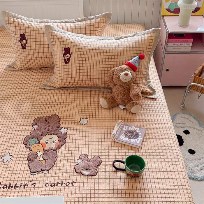 91家纺网 家纺一手货源 找家纺 暖生活 2026新款工艺款全棉水洗棉床盖单品床盖床盖单件 萌宝星星