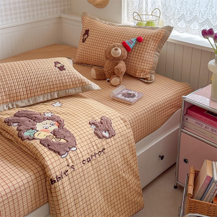 91家纺网 家纺一手货源 找家纺 暖生活 2026新款工艺款全棉水洗棉床盖单品床盖床盖单件 萌宝星星