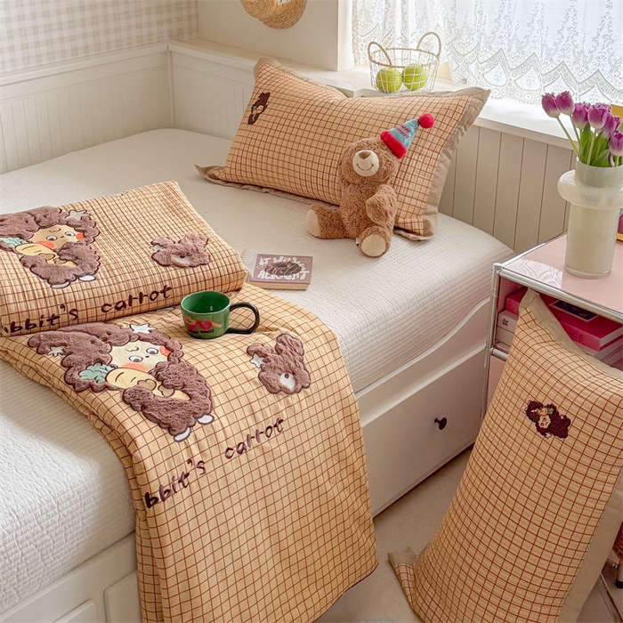 91家纺网 家纺一手货源 找家纺 暖生活 2026新款工艺款全棉水洗棉床盖单品床盖床盖单件 萌宝星星