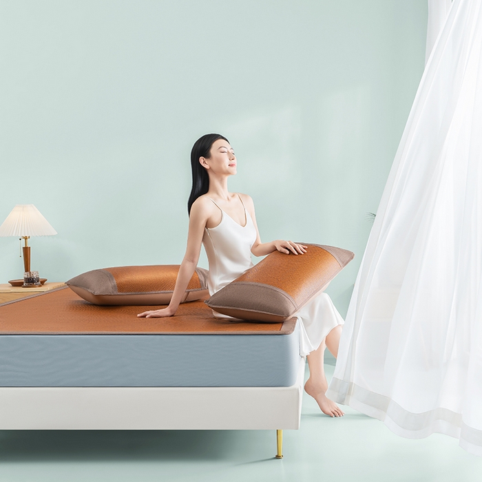 91家纺网 家纺一手货源 找家纺 可恩欣 2026新款双面植物藤席凉席席子 天然棕-床笠款