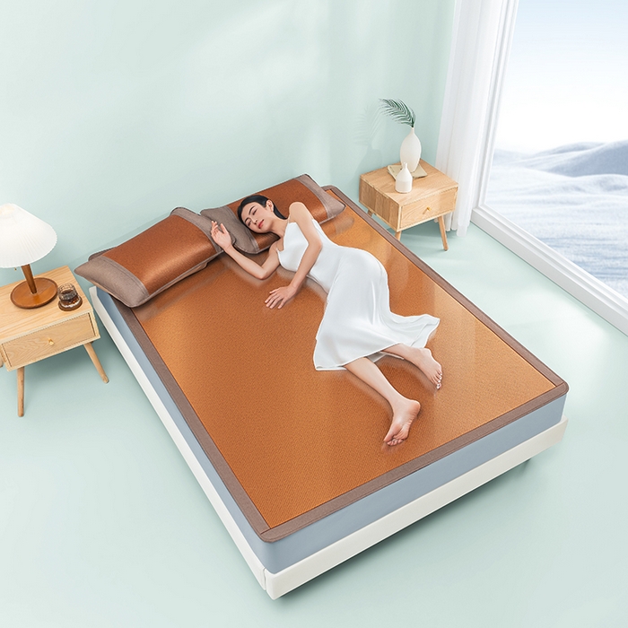 91家纺网 家纺一手货源 找家纺 可恩欣 2026新款双面植物藤席凉席席子 天然棕-床笠款