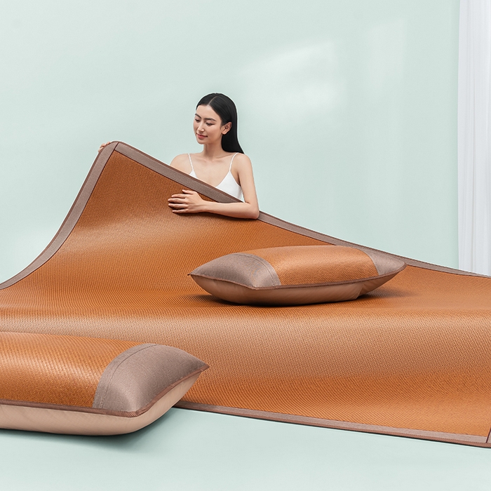 91家纺网 家纺一手货源 找家纺 可恩欣 2026新款双面植物藤席凉席席子 天然棕-平席款