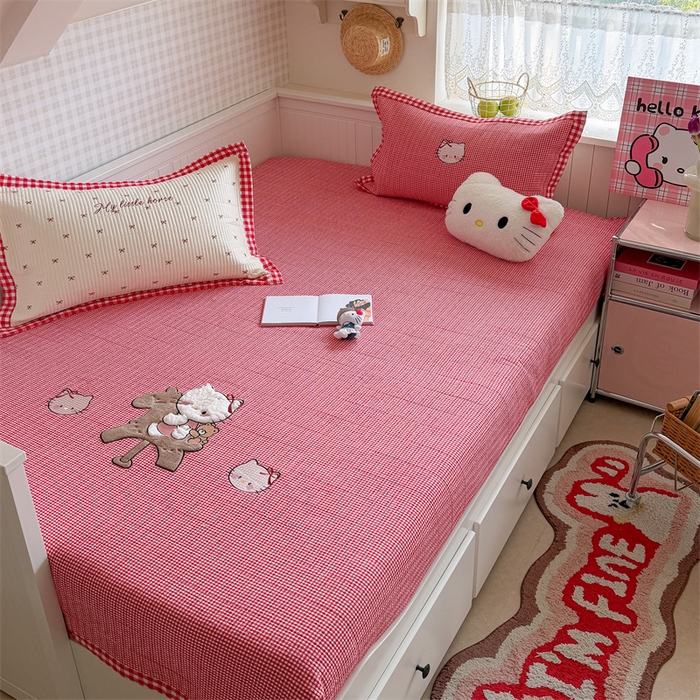 91家纺网 家纺一手货源 找家纺 暖生活 2026新款工艺款全棉水洗棉床盖单品床盖床盖单件 木马小咪