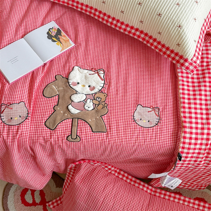 91家纺网 家纺一手货源 找家纺 暖生活 2026新款工艺款全棉水洗棉床盖单品床盖床盖单件 木马小咪