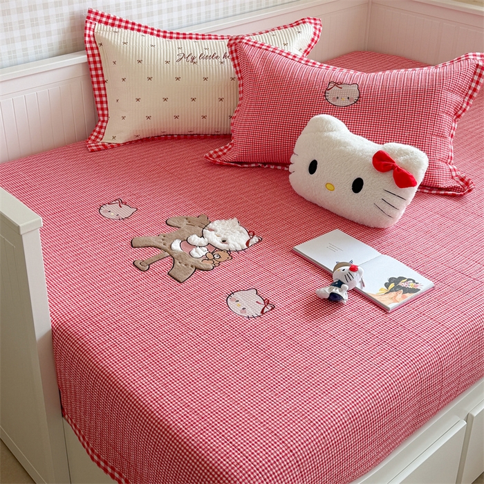 91家纺网 家纺一手货源 找家纺 暖生活 2026新款工艺款全棉水洗棉床盖单品床盖床盖单件 木马小咪