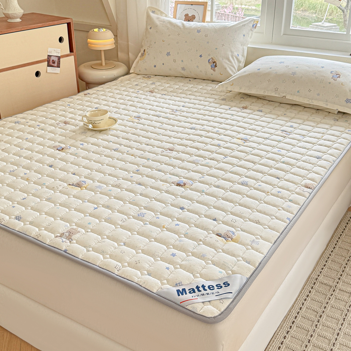 91家纺网 家纺一手货源 找家纺 （总）丽诺床垫 2026新款全棉抑菌防滑床褥床垫星眠小熊