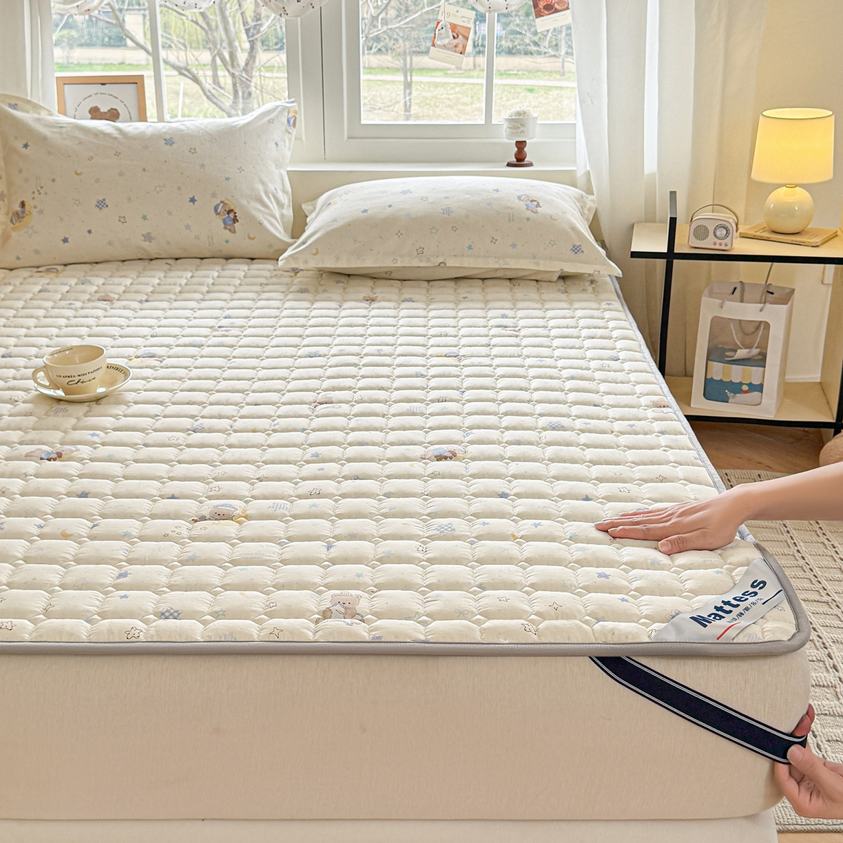 91家纺网 家纺一手货源 找家纺 （总）丽诺床垫 2026新款全棉抑菌防滑床褥床垫星眠小熊