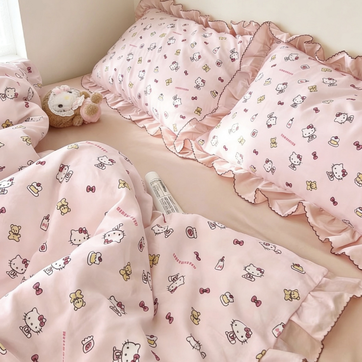 91家纺网 家纺一手货源 找家纺 （总）荣轩家居 2026新款韩式浪漫花边工艺款全棉纯棉双层纱四件套（铺床版）