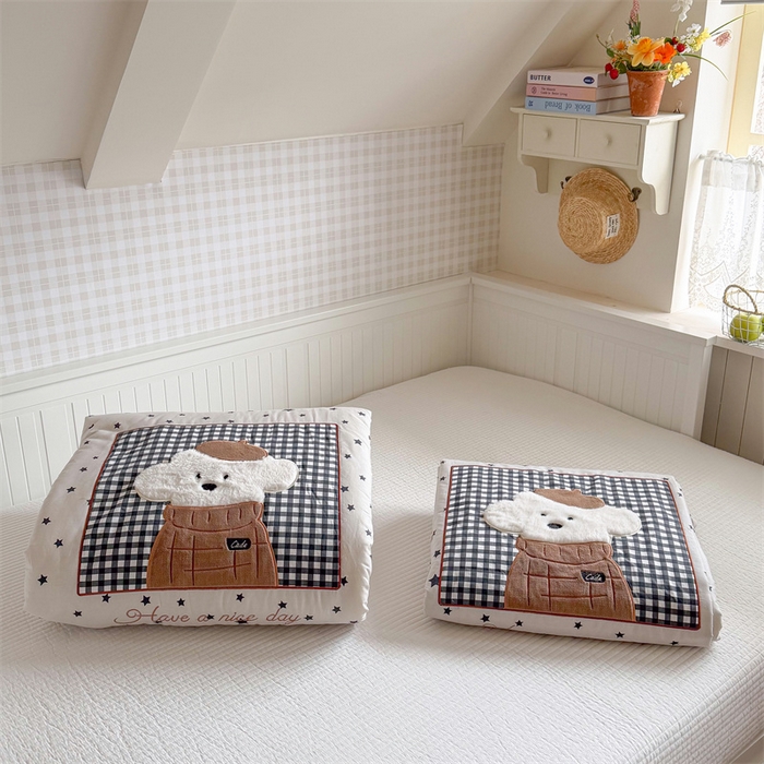 91家纺网 家纺一手货源 找家纺 暖生活 2026新款工艺款全棉水洗棉床盖单品床盖床盖单件 绅士小狗