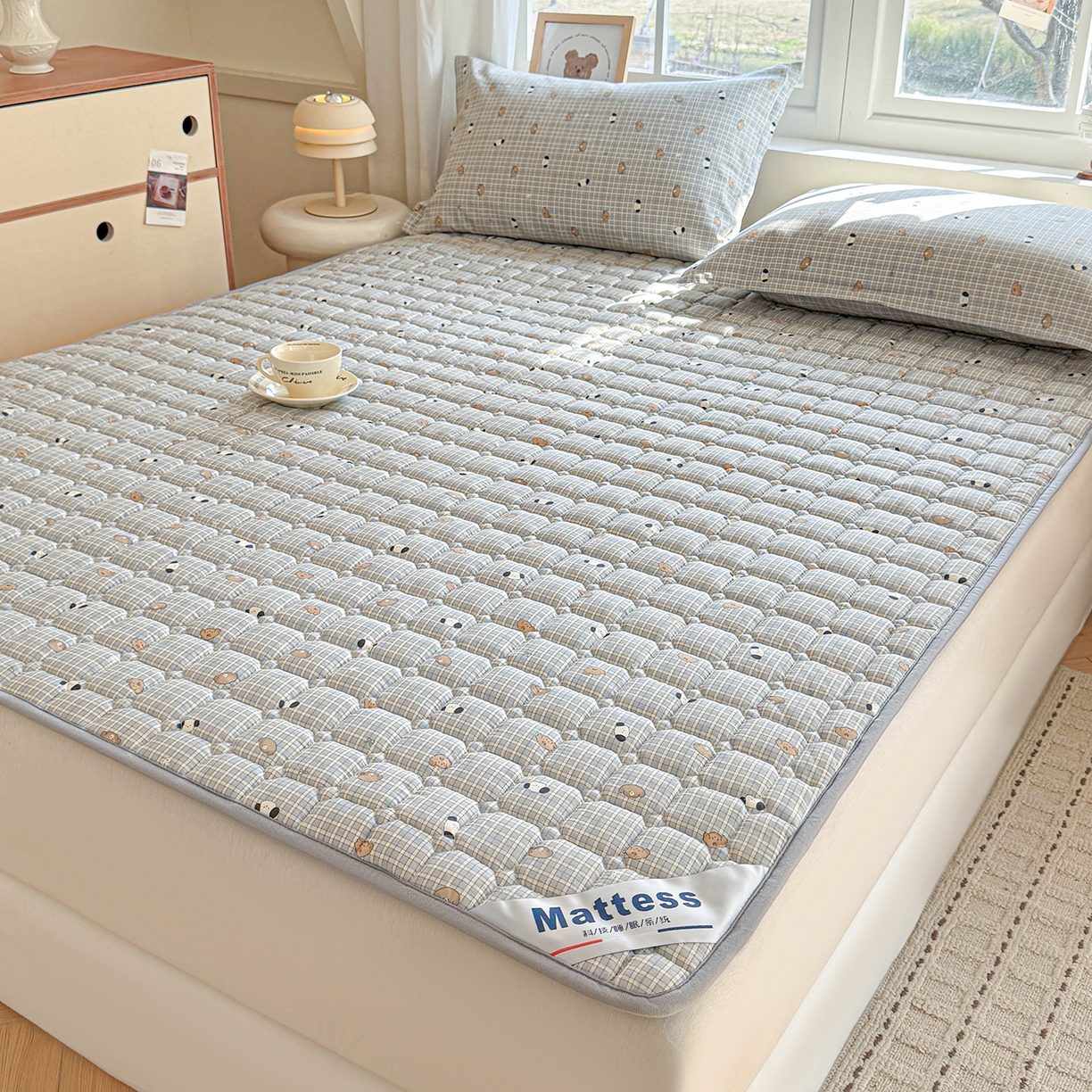 91家纺网 家纺一手货源 找家纺 （总）丽诺床垫 2026新款全棉抑菌防滑床褥床垫洋气柯基崽