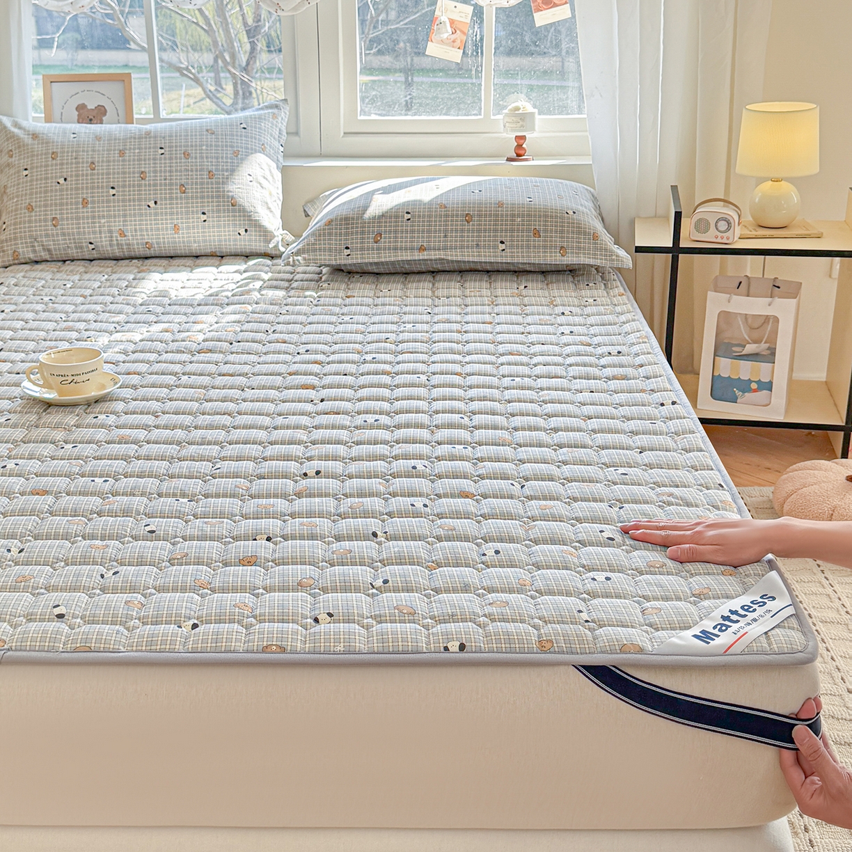 91家纺网 家纺一手货源 找家纺 （总）丽诺床垫 2026新款全棉抑菌防滑床褥床垫洋气柯基崽