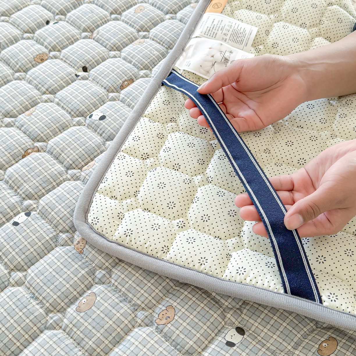 91家纺网 家纺一手货源 找家纺 （总）丽诺床垫 2026新款全棉抑菌防滑床褥床垫洋气柯基崽