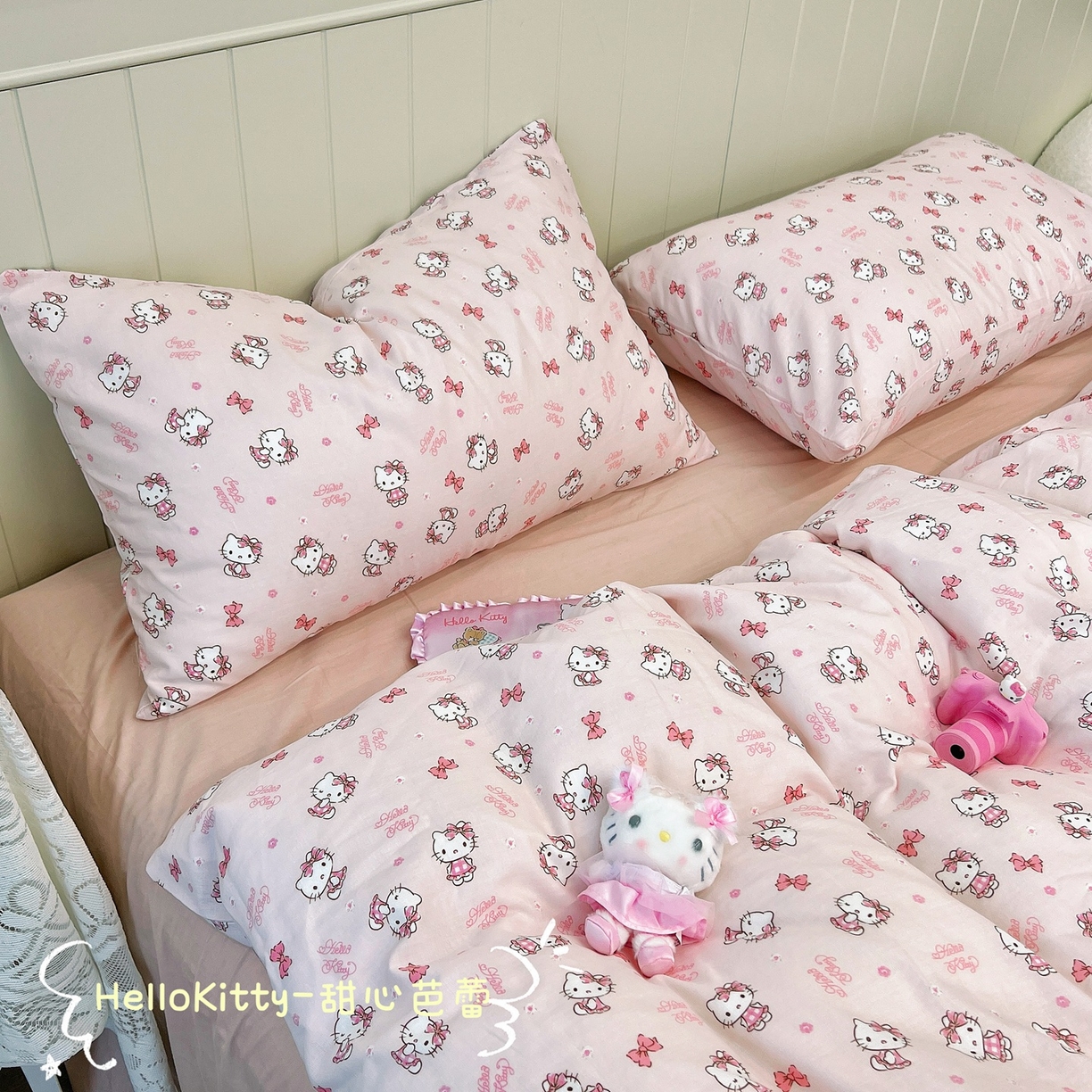 荣轩家居 2026新款三丽鸥正版授权全棉纯棉双层纱四件套（铺床版） HelloKitty-甜心芭蕾