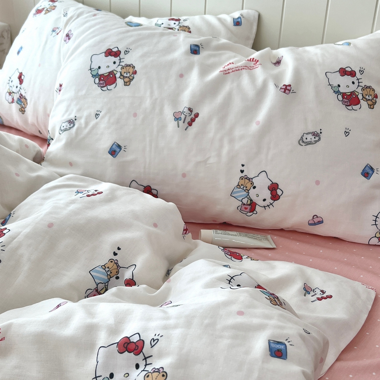 荣轩家居 2026新款三丽鸥正版授权全棉纯棉双层纱四件套（铺床版） Hellokitty-萌趣屋