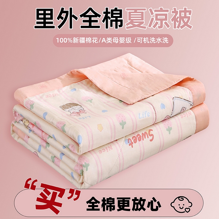 91家纺网 家纺一手货源 找家纺 （总）米萝家居 2026新款里外全棉夏被纯棉棉棉花夏凉被空调被 被子被芯【风格二】