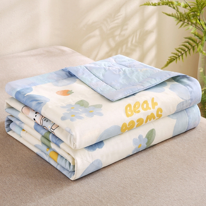 91家纺网 家纺一手货源 找家纺 米萝家居 2026新款里外全棉夏被纯棉棉棉花夏凉被空调被 被子被芯【风格二】 蓝色花海