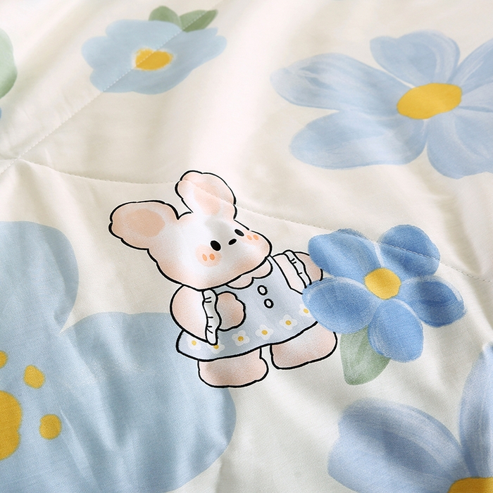 91家纺网 家纺一手货源 找家纺 米萝家居 2026新款里外全棉夏被纯棉棉棉花夏凉被空调被 被子被芯【风格二】 蓝色花海