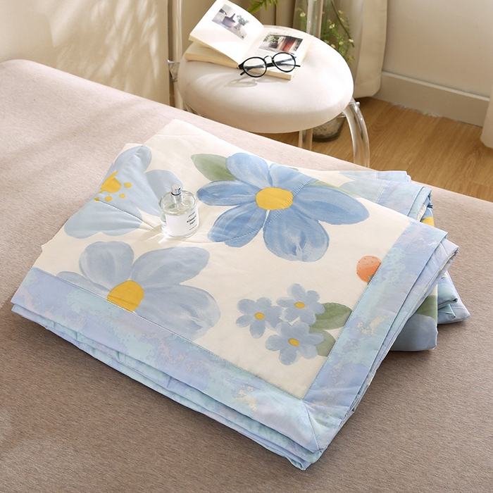 91家纺网 家纺一手货源 找家纺 米萝家居 2026新款里外全棉夏被纯棉棉棉花夏凉被空调被 被子被芯【风格二】 蓝色花海