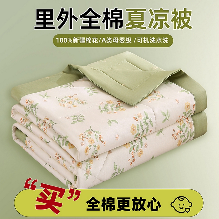 米萝家居 2026新款里外全棉夏被纯棉棉棉花夏凉被空调被 被子被芯【风格二】 花样年华