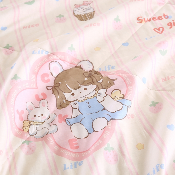 91家纺网 家纺一手货源 找家纺 米萝家居 2026新款里外全棉夏被纯棉棉棉花夏凉被空调被 被子被芯【风格二】 邻家女孩