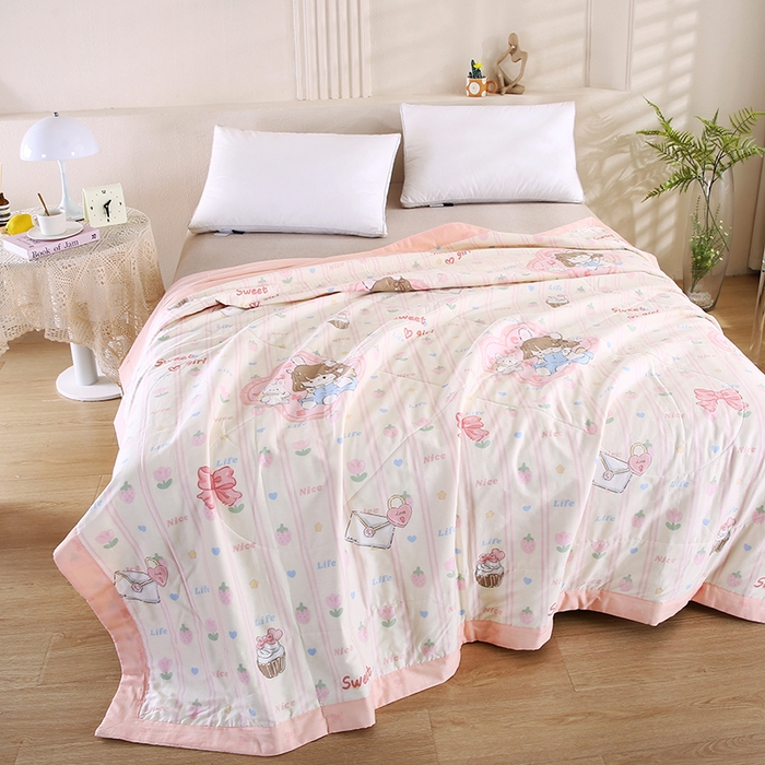 91家纺网 家纺一手货源 找家纺 米萝家居 2026新款里外全棉夏被纯棉棉棉花夏凉被空调被 被子被芯【风格二】 邻家女孩