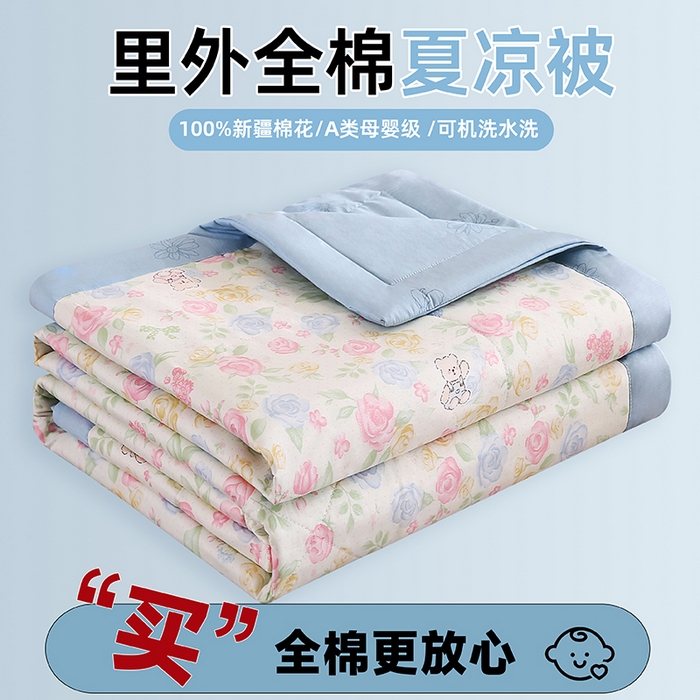 米萝家居 2026新款里外全棉夏被纯棉棉棉花夏凉被空调被 被子被芯【风格二】 小清欢