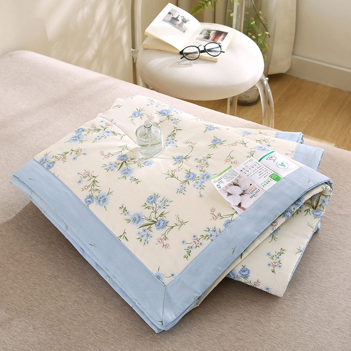 91家纺网 家纺一手货源 找家纺 米萝家居 2026新款里外全棉夏被纯棉棉棉花夏凉被空调被 被子被芯【风格二】 花叶影